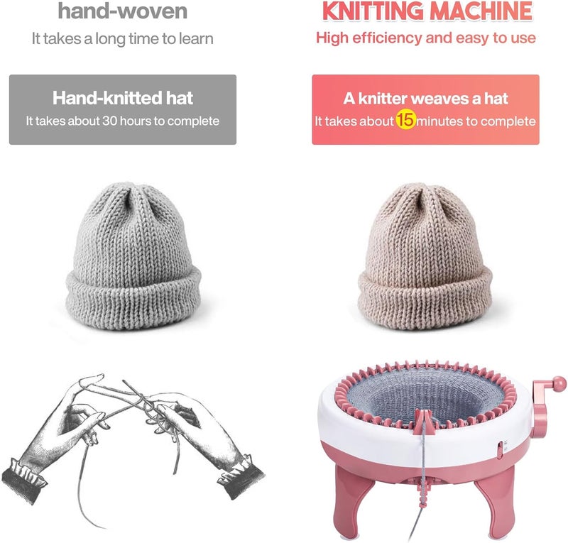 DoubleCare Knitting Machine 40 Needles,Smart Loom Knitting Machine,Knitting Board Rotating Double Knit Loom Machine for Adults/Kids Gift,DIY Knit Scarf Hat Sock(with Wool) - Image 2
